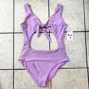 Fused Hawaii Lavender Front Tie Cutout One Piece Swimsuit Women's Medium
